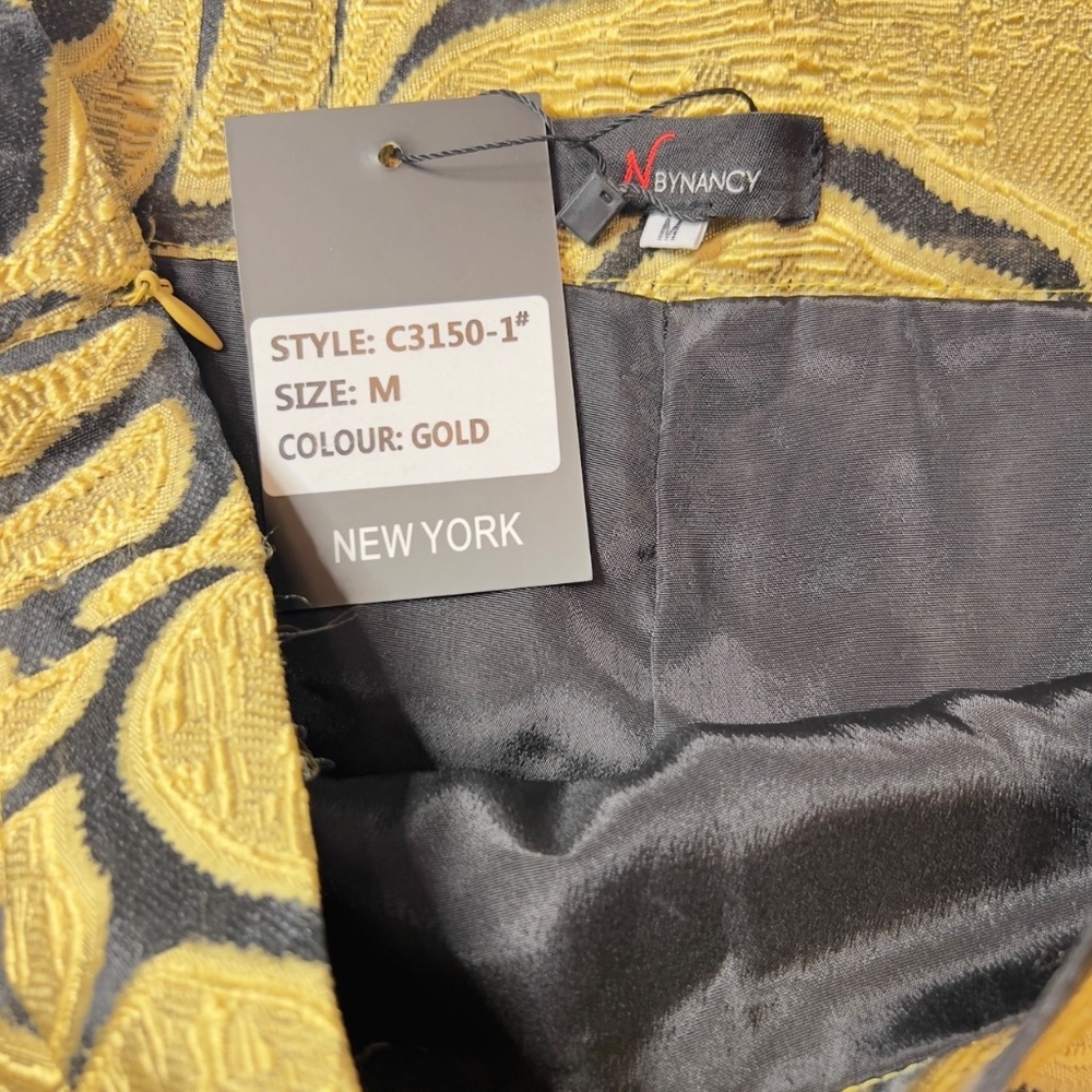 # A237 N by Nancy Power Chic Gold & Black Floral Embroidered Skirt NWT M - Picture 7 of 8